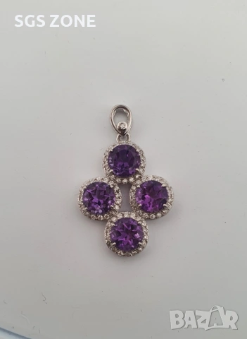 Сребърна висулка със аметист или цитрин💛💜, снимка 5 - Колиета, медальони, синджири - 53036004