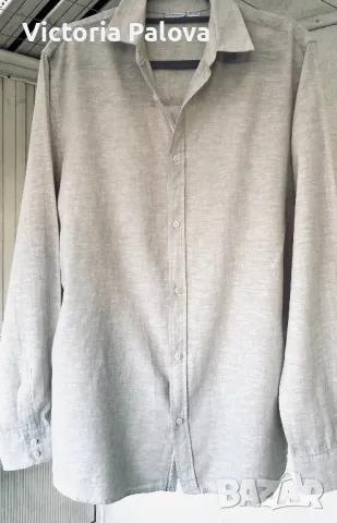 Красива мъжка риза  55% лен ,45% памук