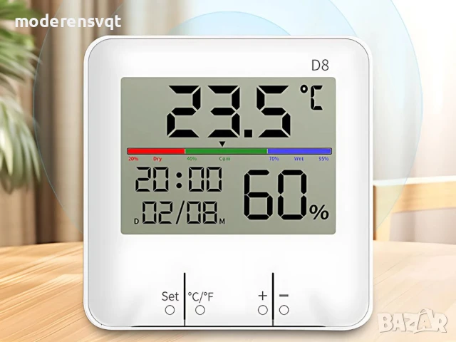 Термометър часовник LCD метеорологична станция с хигрометър