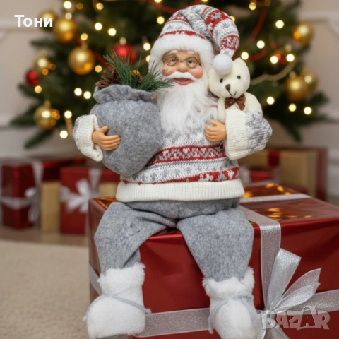Голям Дядо Коледа с торба и мече - Атмосфера, уют и празничен стил, снимка 2 - Декорация за дома - 52579921