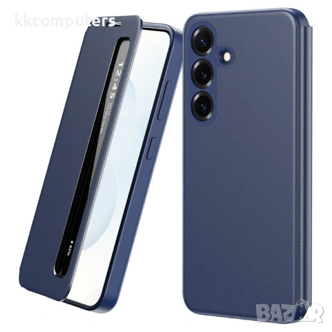 Smart View Кожен Калъф за Samsung S26+ - Прозорче, PU кожа, PC+TPU, 4 цвята, Вкл. Протектор, снимка 3 - Калъфи, кейсове - 53709922