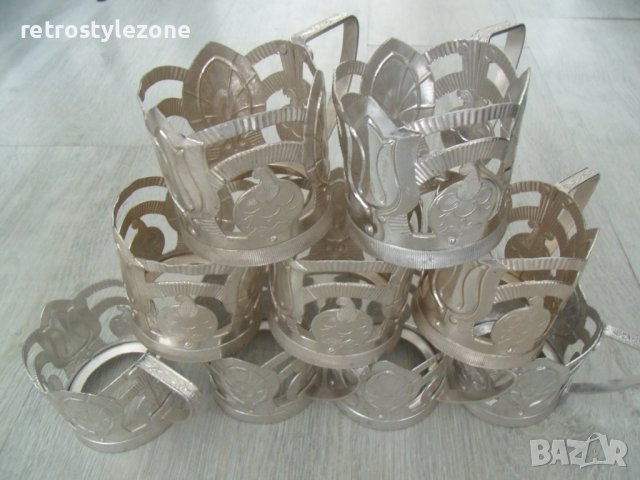 № 7069 девет броя стари руски метални / алуминиеви подстакани   - соц.период / СССР /, снимка 3 - Други ценни предмети - 41511569