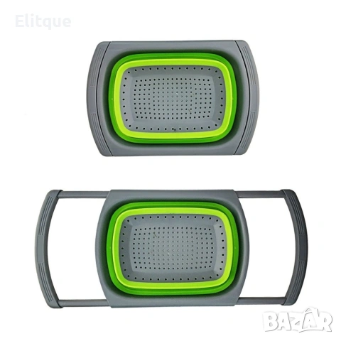 Сгъваема правоъгълна кошница за измиване и изцеждане на плодове и зеленчуци, снимка 2 - Аксесоари за кухня - 53447520