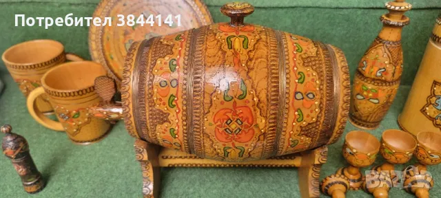 Рисувани дървени буренца, дървени чаши и шишета, снимка 4 - Декорация за дома - 50420669