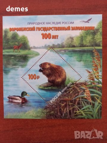 Блок марки 100 г.Воронежки Национален парк , Русия,2023,минт