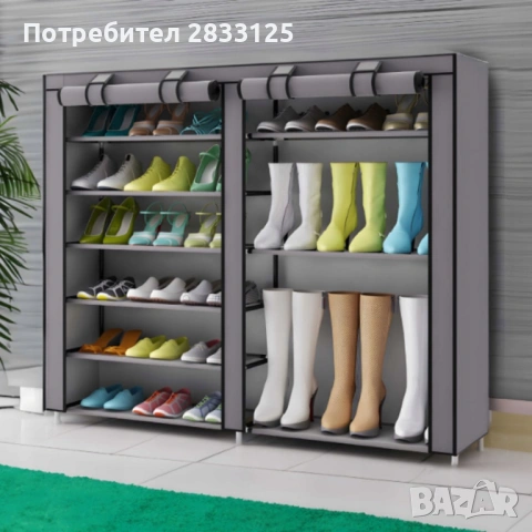 Сгъваем текстилен шкаф XXL, органайзер за дрехи, дишащ материал, снимка 4 - Шкафове - 53774592