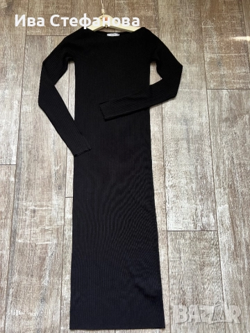 Уникална нова спортно елегантна ежедневна дълга елегантна черна рокля рипс . , снимка 2 - Рокли - 52842147