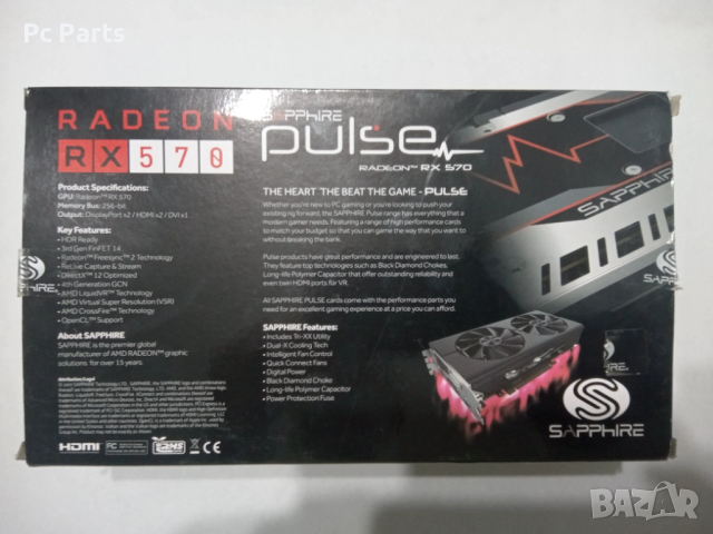 Sapphire AMD Radeon RX 570 4GB Pulse GDDR5 256 bit, снимка 3 - Видеокарти - 52595073