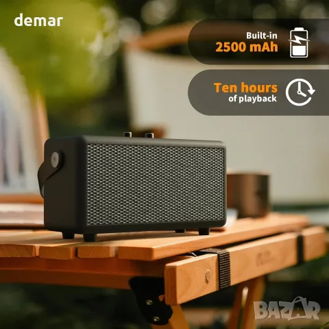 Портативна Bluetooth колонка с ретро дизайн и въртящи се контроли, за дома и навън, снимка 3 - Bluetooth тонколони - 55777162