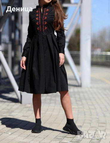 Черна рокля с шевици, снимка 2 - Рокли - 53605617