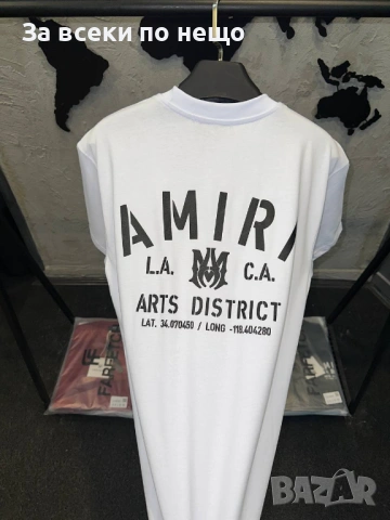 Amiri Мъжка Бяла Тениска👕Мъжка Блуза С Къс Ръкав В Бял Цвят Амири Код MensPoint6