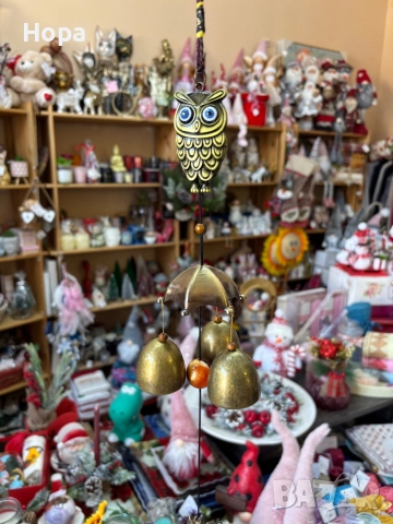 Вятърен звънец от метал Бухал 