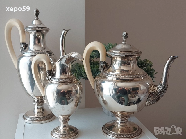 Сребърен комплект кани, сребърна кана, сребърна чаша. сребро 800 проба/4 лева за грам, снимка 3 - Сервизи - 52403205