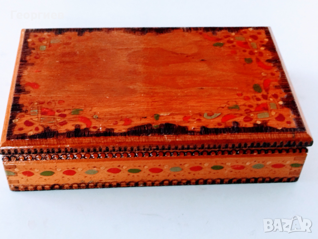 Стара дървена пирографирана кутия от Соца.20/12.5/4.5 см, снимка 2 - Други ценни предмети - 44682693