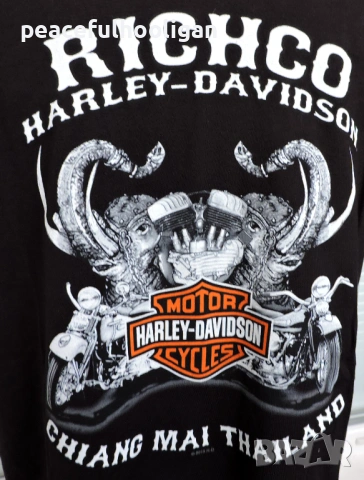 Harley Davidson RICHCO CHIANG MAI THAILAND Mens Black Motorcycle Biker T-Shirt Rare Size L, снимка 7 - Тениски - 53393410