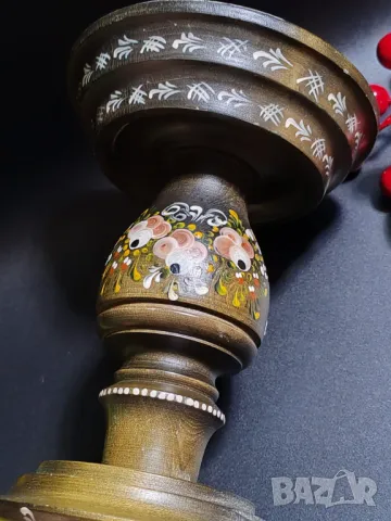 Голям дървен свещник. Ръчна изработка, ръчно  рисуван, снимка 8 - Декорация за дома - 48826876