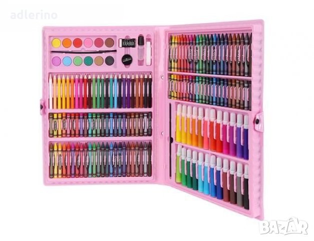 Комплект за рисуване, в куфар, 168 бр., розов, снимка 4 - Рисуване и оцветяване - 34394749
