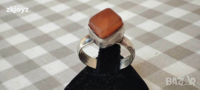 Сребърен Пръстен с Полускъпоценен камък 4.1 гр / Проба 950, снимка 2 - Пръстени - 53486971