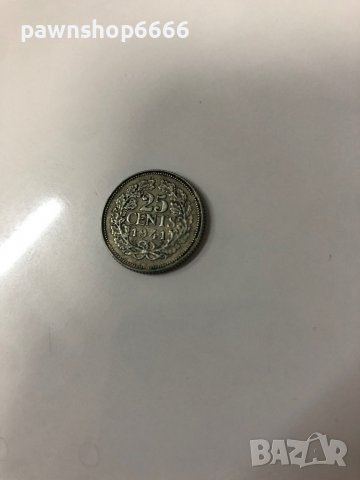 Сребърна монета Нидерландия 25 цента, 1941 Портрет на аверс, снимка 9 - Нумизматика и бонистика - 38930290