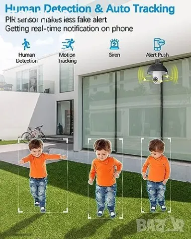 Нова Безжична - 4MP камера в крушка, 2.5K CCTV Сигурност Дом Охрана Наблюдение, снимка 2 - Камери - 49638598