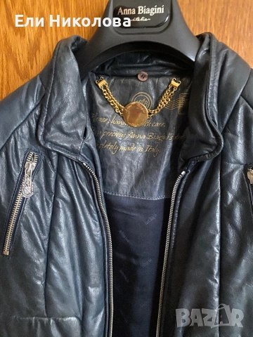 Кожено яке от естествена кожа с яка, снимка 3 - Якета - 52304149