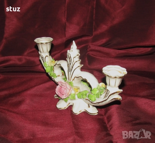 Порцеланов двоен свещник Dresden, снимка 7 - Декорация за дома - 52921094
