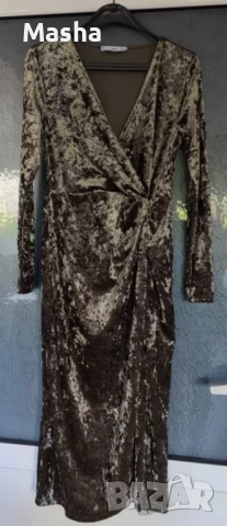 вечерна коктейлна рокля кадифена рокля от Mango размер M, снимка 3 - Рокли - 52355125