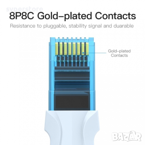Кабел за Лан мрежа 2м Екраниран Vention VAP-A10-S200 LAN UTP CAT-5e Сив, снимка 2 - Кабели и адаптери - 36465728