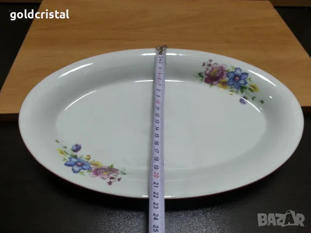 Стар български порцелан плато елипса , снимка 4 - Антикварни и старинни предмети - 47390247