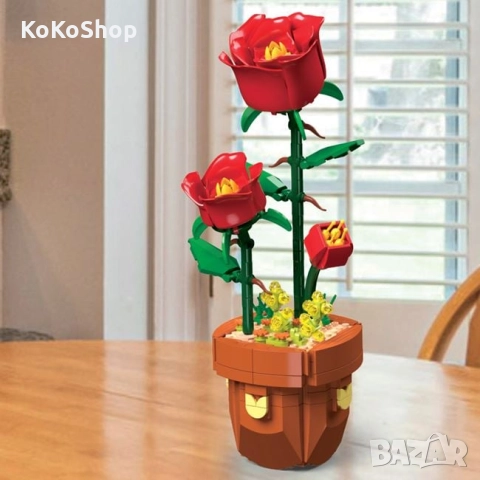 Конструктор Червени рози в саксия-344 части, снимка 2 - Образователни игри - 52151893