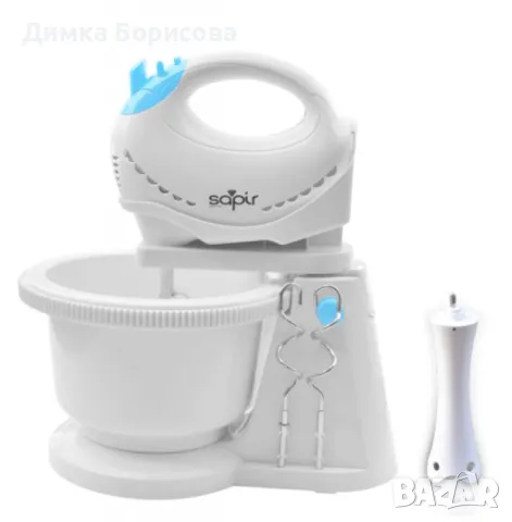 Миксер купа + пасатор, 300W,бял/син,5 степени, снимка 6 - Миксери - 47561340