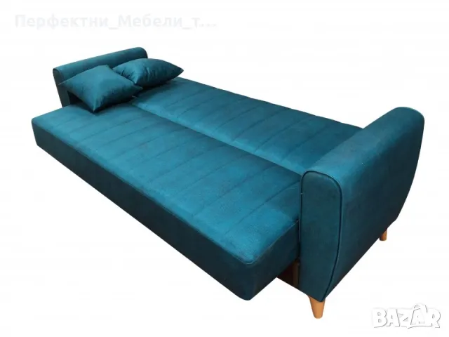 Велурен диван с фунция сън в цвят петрол на склад-най-ниска цена!, снимка 3 - Дивани и мека мебел - 48626590