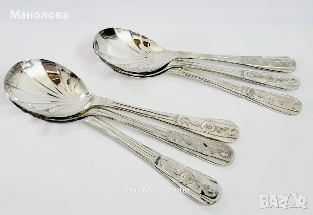 Комплект от шест десертни лъжици silver plated Sheffield England., снимка 3 - Антикварни и старинни предмети - 49108262