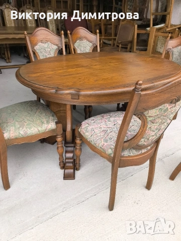 Комплект трапезария: маса и 6 стола, снимка 2 - Маси - 53585727