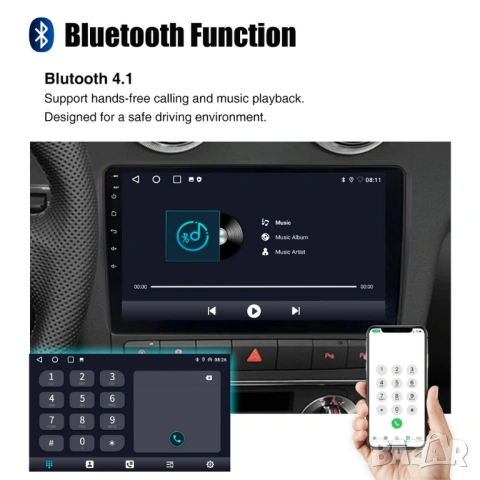 Audi A3 2003-2012 9” 2-DIN мултимедия с Android’15, 4GB/64GB , снимка 14 - Аксесоари и консумативи - 53053731