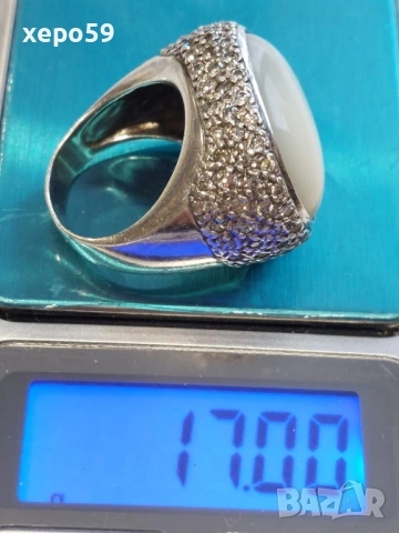 Солиден сребърен дамски пръстен с циркони и седеф-сребро 925.Ръчно изработен., снимка 12 - Пръстени - 53357512