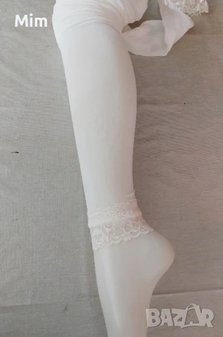  М/Л 30 ден Бял клин/ чорапогащник/ с дантела 