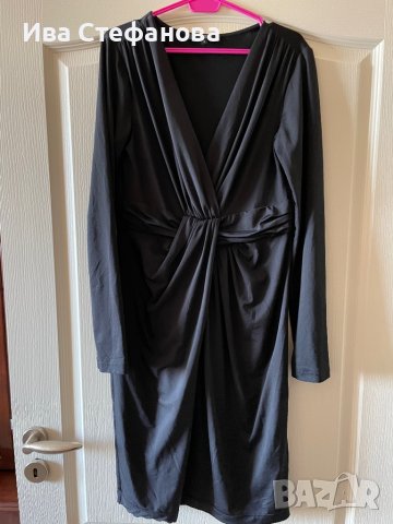 Елегантна официална парти коктейлна черна еластична рокля V образно деколте , снимка 14 - Рокли - 38681102