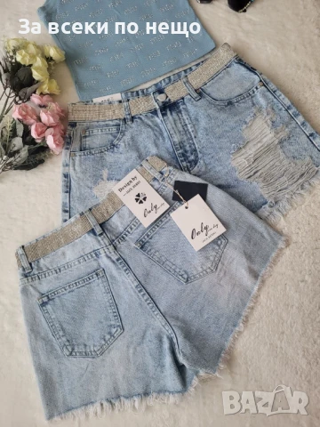 Дамски Къси Дънкови Панталони С Камъни И Накъсан Ефект🔝Дамски Къси Дънки С Накъсан Ефект Код BS-37, снимка 4 - Къси панталони и бермуди - 51242612