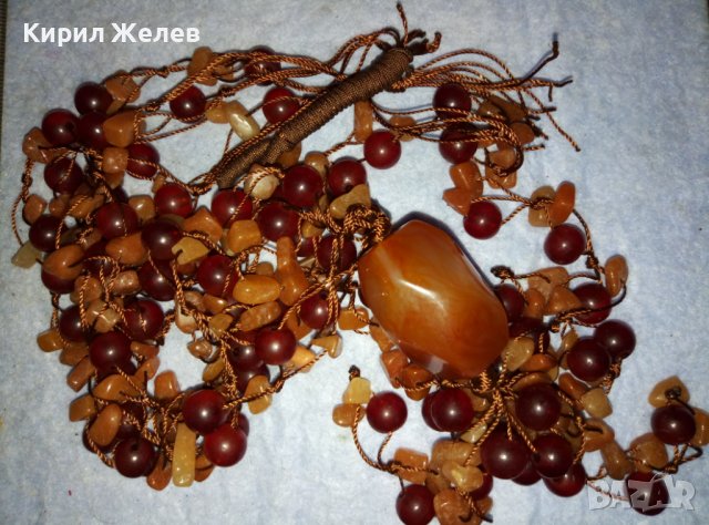 ВЕЛИКОЛЕПНА СКЪПОЦЕННА РЕТРО АРТ ХЕНД МЕЙД ОГЪРЛИЦА от НАТУРАЛЕН КАРНЕОЛ и КЕХЛИБАР 39224, снимка 16 - Колиета, медальони, синджири - 42091206