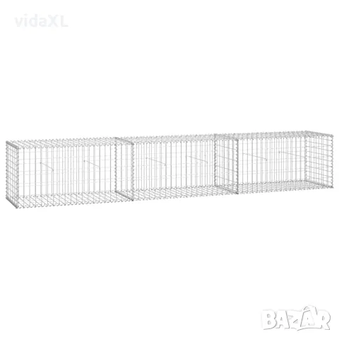 vidaXL Габионна стена с капаци, поцинкована стомана, 300x50x50 см