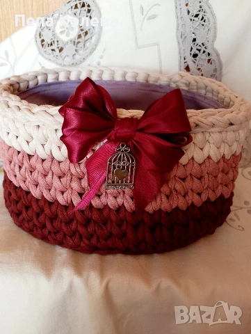 Панери-ръчно изработени от прежда Макарон , снимка 2 - Декорация за дома - 53871334