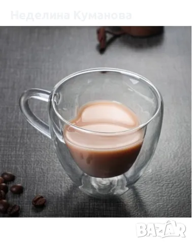 ❌ Стъклени чаши за кафе с двойно дъно к-т 2бр, снимка 6 - Чаши - 47417498