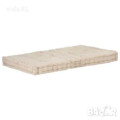 vidaXL Палетна възглавница за под, памук, 120x80x10 см, бежова(SKU:48680), снимка 1 - Спални и легла - 48623635