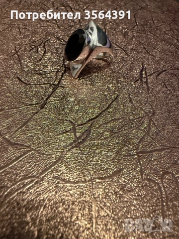 Сребърен пръстен с черен оникс, снимка 2 - Пръстени - 52745439