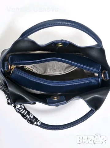 Стилна синя дамска чанта от екокожа , снимка 4 - Чанти - 47823806
