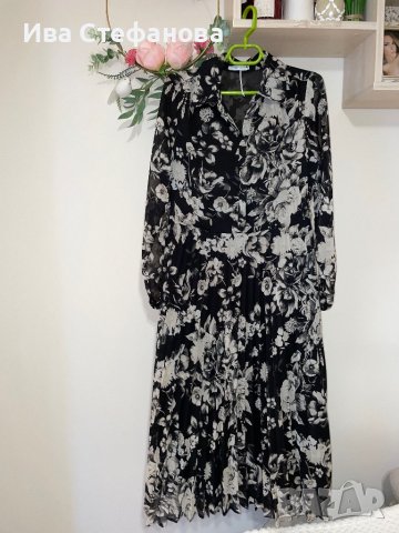 Нова стилна черна бяла разкошна феерична елегантна плисирана плисе рокля Reserved , снимка 8 - Поли - 42179190