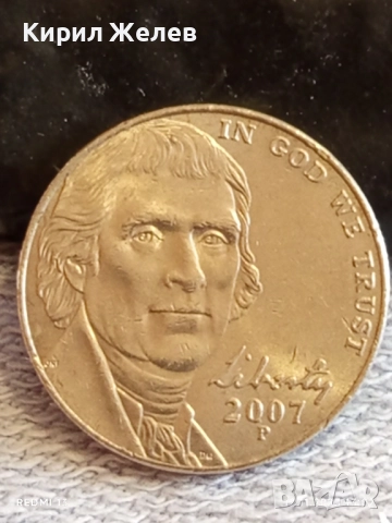 Монета 5 цента 2007г. АМЕРИКА рядка за КОЛЕКЦИЯ ДЕКОРАЦИЯ 51910, снимка 4 - Нумизматика и бонистика - 52387937