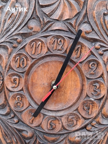 Много Красив Антикварен Стенен Часовник Дърворезба от Соца, снимка 7 - Антикварни и старинни предмети - 52708367
