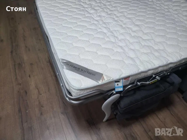 Сив диван тройка от плат набук с функция сън, снимка 8 - Дивани и мека мебел - 50886902